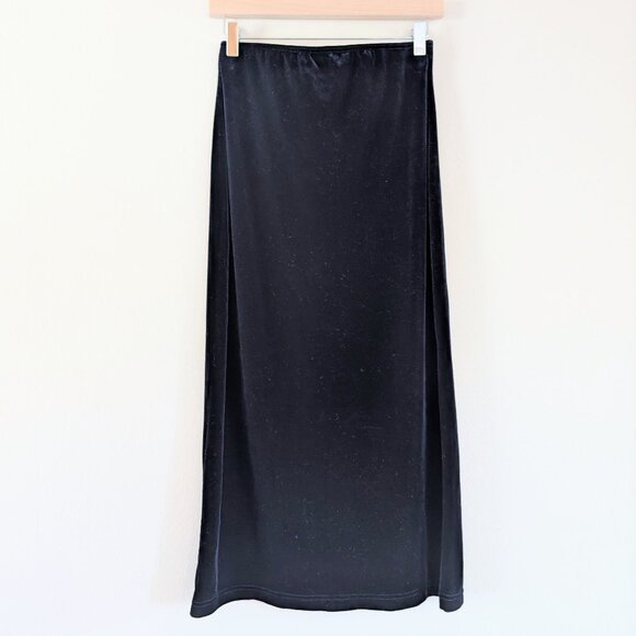 Women's Vintage Gap Midnight Blue‎ Velvet Maxi Skirt Elastic Waist - Size M - Picture 1 of 10